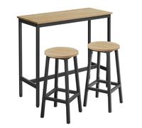 MADAME MEUBLE Mange-debout 100 x 40 x 90 cm avec 2 tabourets Sonoma/Noir - Ensemble bar compact