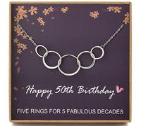 MADAOGO Cadeau d'anniversaire pour femme, collier 5 cercles en argent sterling 925, cadeau pour femme de 50 ans, Argent sterling, Pas de gemme