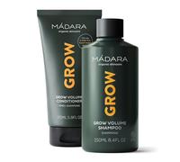 MÁDARA Organic Skincare Grow Volume Hair Care Bundle - Shampooing et après-shampooing à base de champignons, avec caféine, Augmente le volume, la force et la brillance des cheveux fins et clairsemés.