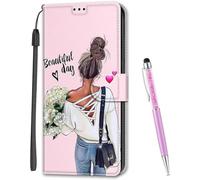 MadBee Coque Compatible avec Motorola Moto G14, Imprimé Coloré Motif Portefeuille Housse en Cuir synthétique avec Support et Cartes Compartiments pour Moto G14 (Fille)