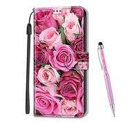 MadBee Coque Compatible avec Nokia G60 5G, Imprimé Coloré Motif Portefeuille Housse en Cuir synthétique avec Support et Cartes Compartiments pour Nokia G60 5G (Rose B)