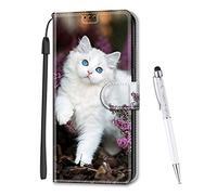 MadBee Coque Compatible avec Oppo Realme 9 Pro Plus/Realme 9 Pro+, Imprimé Coloré Motif Portefeuille Housse en Cuir synthétique avec Support et Cartes Compartiments (Chat B)