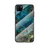MadBee Coque pour Huawei Y5p [avec Film de Protection écran],Coque avec Revêtement Arrière en Verre Trempé avec Motif Marbre + TPU Silicone Souple Anti Choc Case Cover (Marbre 3)