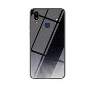 MadBee Coque pour Samsung Galaxy A10S [avec Film de Protection écran],Coque avec Revêtement Arrière en Verre Trempé avec Motif Ciel étoilé+ TPU Silicone Souple Case Cover (Ciel étoilé Noir)