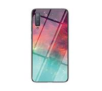 MadBee Coque pour Samsung Galaxy A750 / A7 2018 [avec Film de Protection écran],Coque avec Revêtement Arrière en Verre Trempé avec Ciel étoilé+ TPU Silicone Souple Case Cover (Couleur Starry Sky)