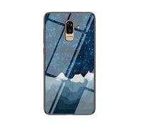 MadBee Coque pour Samsung Galaxy J8 2018 [avec Film de Protection écran],Coque avec Revêtement Arrière en Verre Trempé avec Motif Ciel étoilé+ TPU Silicone Souple Case Cover (Ciel étoilé Bleu)