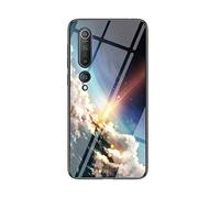MadBee Coque pour Xiaomi Mi 10 [avec Film de Protection écran],Coque avec Revêtement Arrière en Verre Trempé avec Motif Ciel étoilé+ TPU Silicone Souple Anti Choc Case Cover (Ciel étoilé Lumineux)