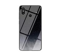 MadBee Coque pour Xiaomi Mi Max 3 [avec Film de Protection écran],Coque avec Revêtement Arrière en Verre Trempé avec Motif Ciel étoilé+ TPU Silicone Souple Anti Choc Case Cover (Ciel étoilé Noir)