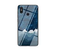 MadBee Coque pour Xiaomi Mi Max 3 [avec Film de Protection écran],Coque avec Revêtement Arrière en Verre Trempé avec Motif Ciel étoilé+ TPU Silicone Souple Anti Choc Case Cover (Ciel étoilé Bleu)