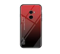 MadBee Coque pour Xiaomi Mi Mix 2 [avec Film de Protection écran],Coque avec Revêtement Arrière en Verre Trempé avec Motif Marbre + TPU Silicone Souple Anti Choc Case Cover (Rouge)