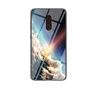 MadBee Coque pour Xiaomi Pocophone F1 [avec Film de Protection écran],Coque avec Revêtement Arrière en Verre Trempé avec Motif Ciel étoilé+ TPU Silicone Souple Case Cover (Ciel étoilé Lumineux)