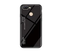 MadBee Coque pour Xiaomi Redmi 6 [avec Film de Protection écran],Coque avec Revêtement Arrière en Verre Trempé avec Motif Marbre + TPU Silicone Souple Anti Choc Case Cover (Noir)