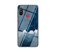 MadBee Coque pour Xiaomi Redmi Note 6 / Note 6 Pro [avec Film de Protection écran],Coque avec Revêtement Arrière en Verre Trempé avec Ciel étoilé+ TPU Silicone Souple Case Cover (Ciel étoilé Bleu)