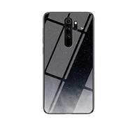 MadBee Coque pour Xiaomi Redmi Note 8 Pro [avec Film de Protection écran],Coque avec Revêtement Arrière en Verre Trempé avec Motif Ciel étoilé+ TPU Silicone Souple Case Cover (Ciel étoilé Noir)