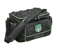 MADCAT System Box Sac de pêche, 18 l, noir/vert, avec 3 boîtes de rangement étanches, sac à appâts, pêche au poisson-chat