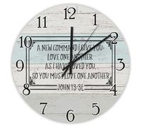 Madcolitote A New Command I Give You Love One Another Horloge murale ronde de 38,1 cm avec verset de la Bible - Décoration murale chrétienne pour chambre à coucher, salon, cuisine, école, bureau