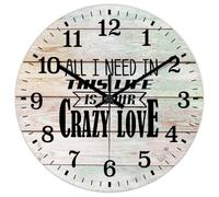 Madcolitote All I Need in This Life Is Your Crazy Love Horloge murale en bois Verse de la Bible Grande horloge murale à piles 25,4 cm Décoration religieuse silencieuse pour chambre à coucher, salon