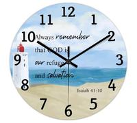 Madcolitote Always Remember Isaiah Horloge murale 41:10 en bois avec verset de la Bible Fonctionne avec piles 38,1 cm Décoration murale chrétienne pour la maison, la cuisine, le bureau, l'école, la
