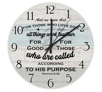 Madcolitote And we know that for those who love God all things Horloge murale en bois avec verset de la Bible de Jésus Grande horloge murale 38,1 cm Décoration religieuse chrétienne pour bureau, école