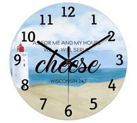 Madcolitote As For Me & My House We Will Serve Horloge murale en bois avec verset de la Bible 30,5 cm Décoration d'intérieur chrétienne pour chambre à coucher, salon, cuisine, école, bureau