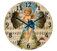 Madcolitote Be still And Know That I Am God Psaum 46 10 Horloge murale en bois 25,4 cm Horloge murale en bois à piles Décoration murale chrétienne pour salon, cuisine, chambre à coucher, bureau