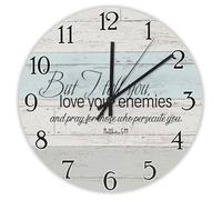 Madcolitote But I Tell You Love Your Enemies Horloge murale avec verset de la Bible Fonctionnement à piles 30,5 cm Silencieux Décoration d'intérieur chrétienne pour cuisine, chambre à coucher, salon