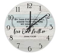 Madcolitote By This Everyone Will Know That You Are My Disciples Horloge murale en bois avec verset de la Bible 25,4 cm Décoration religieuse pour bureau, école, salle de bain