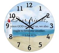 Madcolitote Dear Friends since God So Loved Us 1 John 4 :11 Horloge murale en bois avec verset de la Bible 30,5 cm Horloge murale à piles avec citation silencieuse de Jésus Décoration pour chambre à