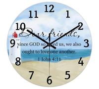 Madcolitote Dear Friends since God So Loved Us 1 John 4 :11 Horloge murale en bois avec verset de la Bible 38,1 cm Horloge murale chrétienne à piles Citation silencieuse de Jésus Décoration pour