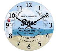 Madcolitote Dear Friends since God So Loved Us Horloge murale ronde de 25,4 cm avec verset de la Bible - Fonctionne avec piles - Décoration murale chrétienne pour la maison, la cuisine, le bureau