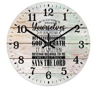 Madcolitote Don't Try to Get Revenge Horloge murale en bois avec verset de la Bible - 30,5 cm - Grande horloge murale à piles silencieuse sans tic-tac - Décoration pour salon, chambre à coucher