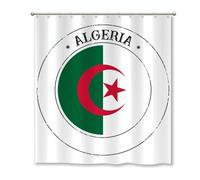 Madcolitote Ensemble de rideaux de douche avec crochets - Motif drapeau de l'Algérie - Souvenir de pays - Rideaux de douche pour salle de bain patriotique - Décoration de salle de bain - Rideaux de