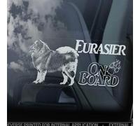 Madcolitote Eurasier on Board Autocollant pour fenêtre de voiture Motif chien Spitz eurasien