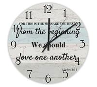 Madcolitote For This Is The Message You Heard from The Beginning We Should Love One Another Horloge murale en bois Verse de la Bible 30,5 cm Horloges murales Décoration religieuse pour chambre à