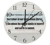 Madcolitote For This Reason I My Knees to The Father Horloge murale en bois avec verset de la Bible de Jésus 30,5 cm Horloge murale à piles avec citation silencieuse de Jésus Décoration pour chambre à