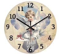 Madcolitote For We Walk Faith No by Sight Horloge murale en bois avec verset de la Bible 38,1 cm Horloge murale silencieuse sans tic-tac citation religieuse Décoration artistique pour salon, chambre à