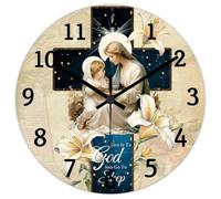 Madcolitote Give It to Go And Go to Sleep Horloge murale en bois avec verset de la Bible - Horloge décorative chrétienne à piles - 25,4 cm - Décoration religieuse pour salon, chambre à coucher, bureau