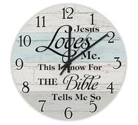 Madcolitote Grande horloge murale avec citation de Jésus de 30,5 cm - Fonctionne avec piles - Jésus Loves Me This Know - Verse de la Bible - Décoration de salon - Cadeau pour homme, femme, ami