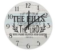 Madcolitote Grande horloge murale avec citation de Jésus - Fonctionne avec piles - 30,5 cm - Inscription « I Lift Up My Eyes to The Bible Verse » - Décoration de salon - Cadeau pour homme, femme, ami