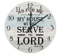 Madcolitote Grande horloge murale avec verset de la Bible de Jésus - Fonctionnement à piles - 38,1 cm - Pour moi et ma maison - Écriture chrétienne silencieuse - Décoration d'intérieur pour la maison