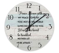 Madcolitote Grande horloge murale de 38,1 cm avec verset de la Bible de Jésus - Fonctionnement à piles - Peace I Leave with You My Peace I Give to You - Décoration d'intérieur pour salon, cuisine