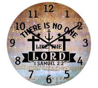 Madcolitote Grande horloge murale en bois avec citation de Jésus 38,1 cm There Is No One Like The Lord 1 Samuel 2 2 Jésus Verse Bible Décoration Salon Chambre Cuisine Cadeau de Noël Anniversaire