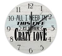 Madcolitote Grande horloge murale en bois avec verset de la Bible All I Need in This Life Is Your Crazy Love - 38,1 cm - Décoration d'intérieur chrétienne pour salon, cuisine, chambre à coucher, salle