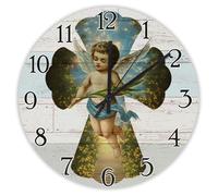 Madcolitote Grande horloge murale en forme de croix d'ange avec verset de la Bible, fonctionne à piles, 25,4 cm, sans tic-tac, décoration murale pour la maison, la cuisine, le bureau, l'école, la