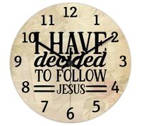 Madcolitote Grande horloge murale « I Have Decided to Follow Jesus » - Verse de la Bible - Fonctionne avec piles - 38,1 cm - Décoration murale chrétienne pour salon, cuisine, chambre à coucher, salle