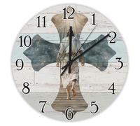 Madcolitote Grande horloge murale religieuse chrétienne à piles 38,1 cm Crèche de Noël Croix Jésus verset Bible Décoration pour salon, chambre à coucher, cuisine, ferme, cadeau d'anniversaire