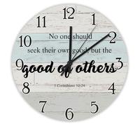 Madcolitote Grande horloge murale religieuse chrétienne de 38,1 cm avec inscription « No One Should Seek Their Own Good Bible Verse » - Décoration de salon chrétienne - Cadeau pour homme, femme, ami