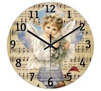 Madcolitote Grande horloge murale religieuse chrétienne en bois 38,1 cm Bless The Food Before Us Verse de la Bible Décoration chrétienne Salon Chambre Cuisine Cadeau de Noël Anniversaire