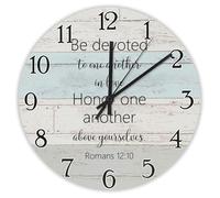 Madcolitote Grande horloge murale religieuse chrétienne en bois de 25,4 cm avec inscription « Be Devoted to One Another in Love Honor One Another Bible Verse » Décoration pour salon, chambre à coucher