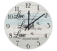 Madcolitote Grande horloge murale religieuse de 38,1 cm avec inscription « Live Every Moment Laugh Every Day Love Beyond Words Bible Verse » Décoration chrétienne pour salon, chambre à coucher